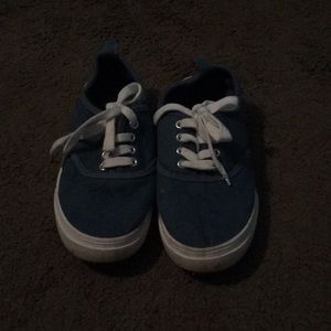 Navy blue leather shoes